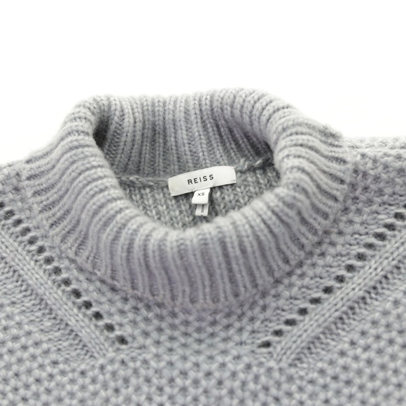 Reiss Myla Oversize Modern Cable Knit Wool Cashmere Gray Jumper Sweater Women XS - Picture 8 of 9